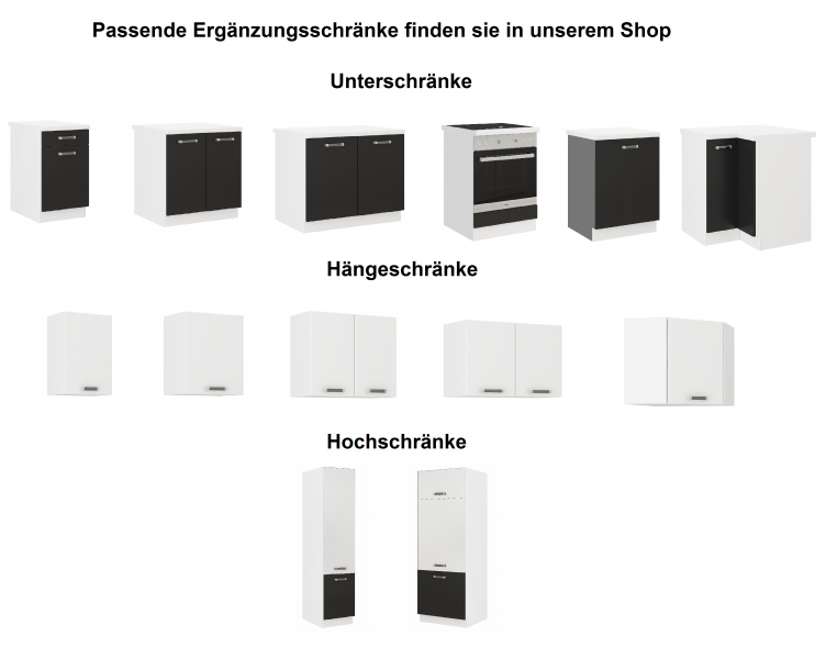 {Küchenhängeschrank weiß
91} Küchen Hängeschrank 60 cm für das Modell „Omega 240 Schwarz + ... | {Küchenhängeschrank weiß
91}