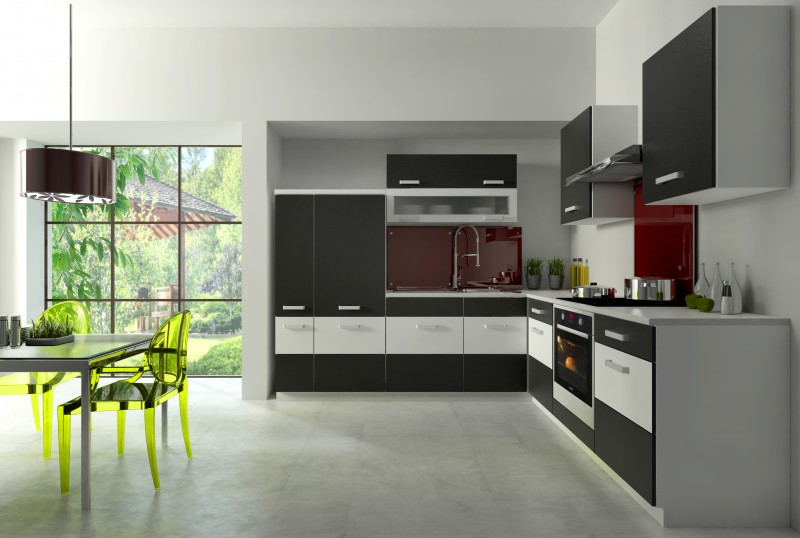 Küche fabienne 260x220 cm küchenzeile in schwarz / weià ...